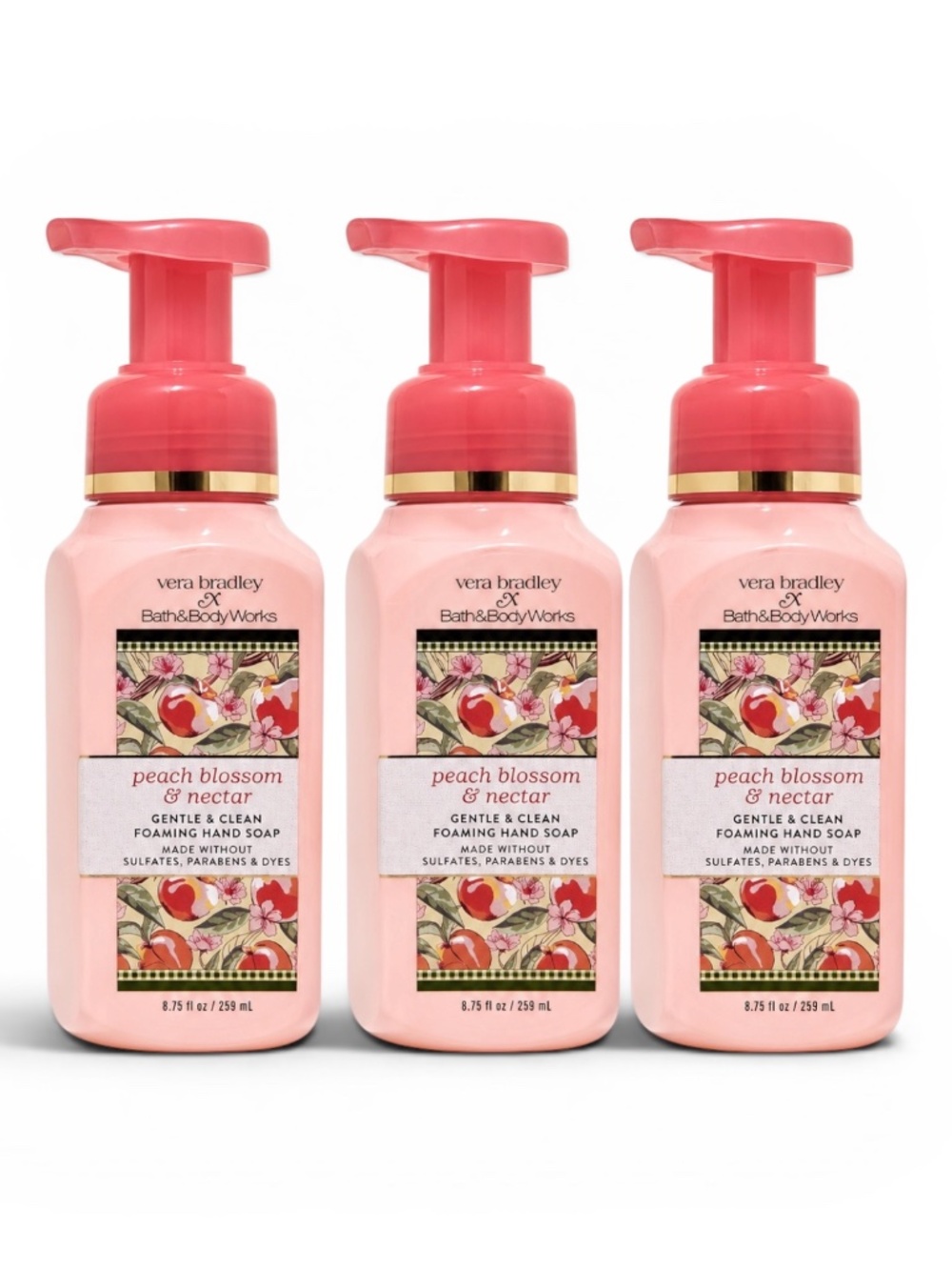 NWT SOLD OUT Vera Bradley x Bath Body Works Peach Blossom Nectar Soap Trio